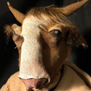 Handgefertigte Kuh Jute Maske: Cosplay Kostüm Theater Foto Requisite