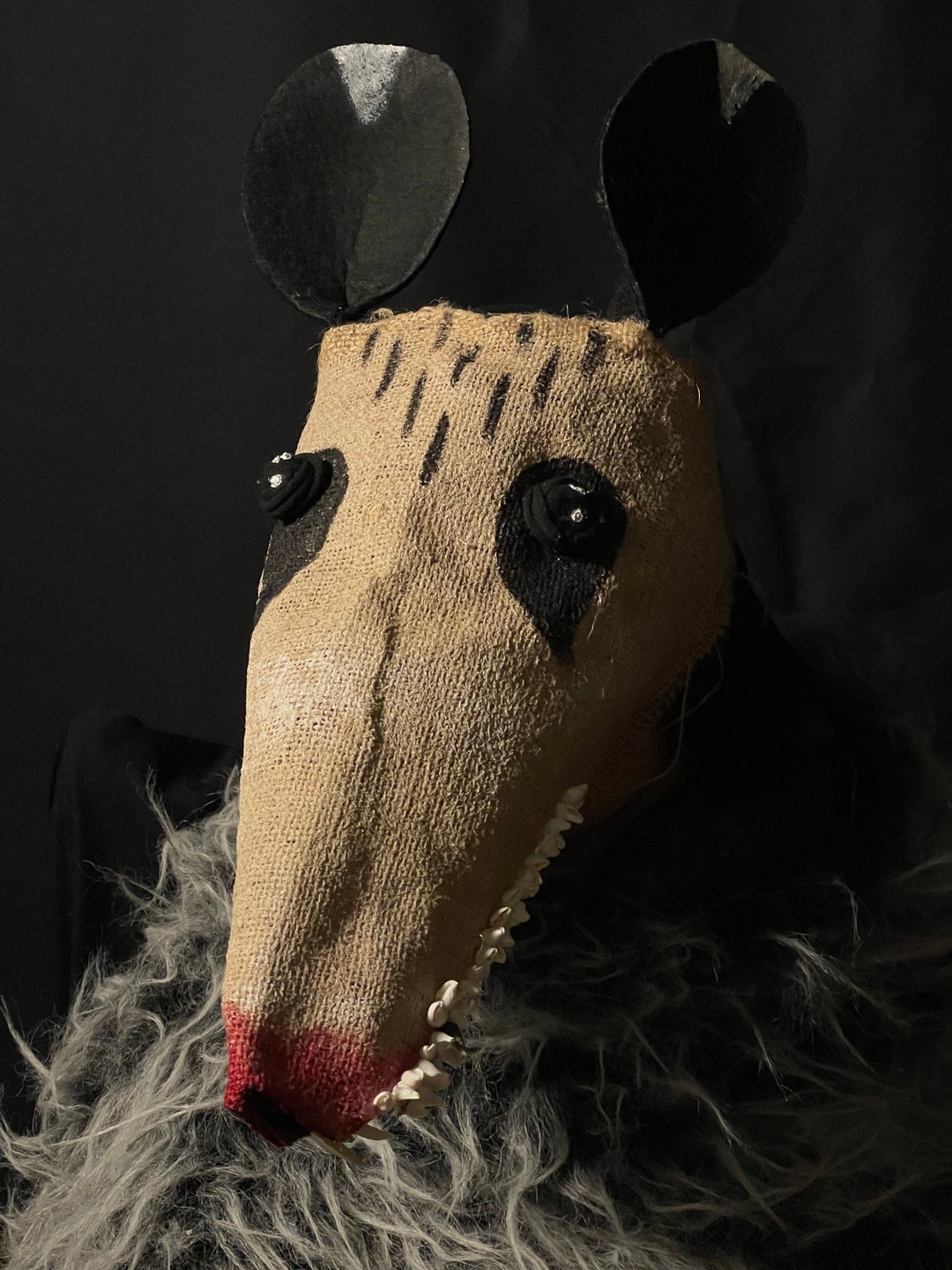 Creepy Cute Burlap Opossum Possum Mask Adult Halloween, Masquerade, Cosplay Costume Masks for
