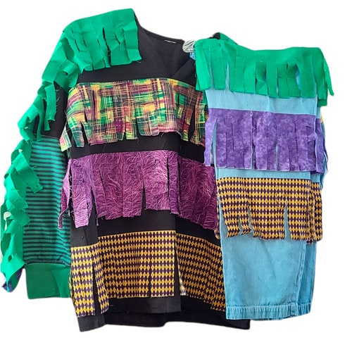 Traditional Cajun Mardi Gras Chemise - Authentic Chicken shops Chase Outfit - Cajun Mardi Gras Costume - Mardi Gras Masquerade Mummers Suit - XLG