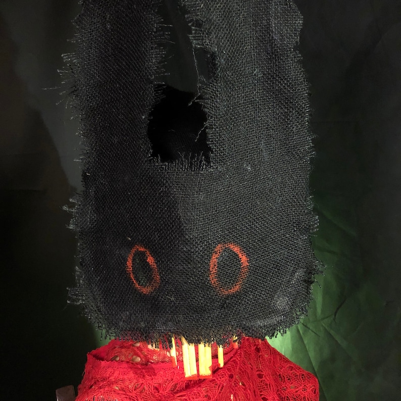 Creepy Rabbit Mask, Scary Masquerade Mask, Black Burlap Evil Bunny Mask - Adult Halloween Rabbit Costume - Handmade Custom Horror Props 