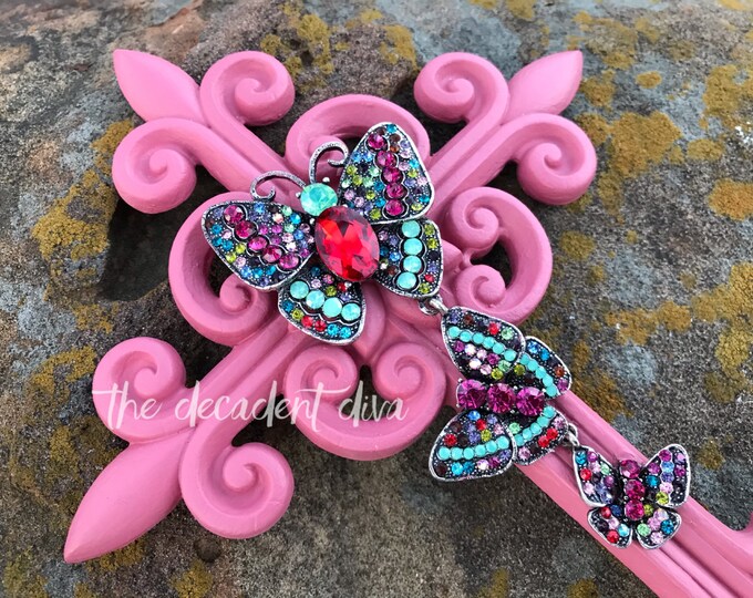 WALL CROSS DECOR, Fleur De Lis Wall Decor, Wall Crosses for Decor, Pink