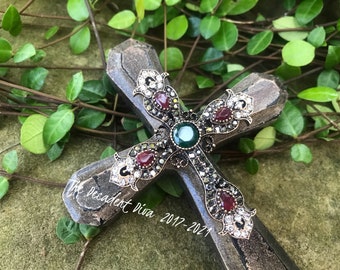 Cross, Wall Cross, Crucifix Wall, Cross Wall Decor, Handmade, Anniversary, Faith, Christian Gift, Wood Cross, Metal Cross, Housewarming