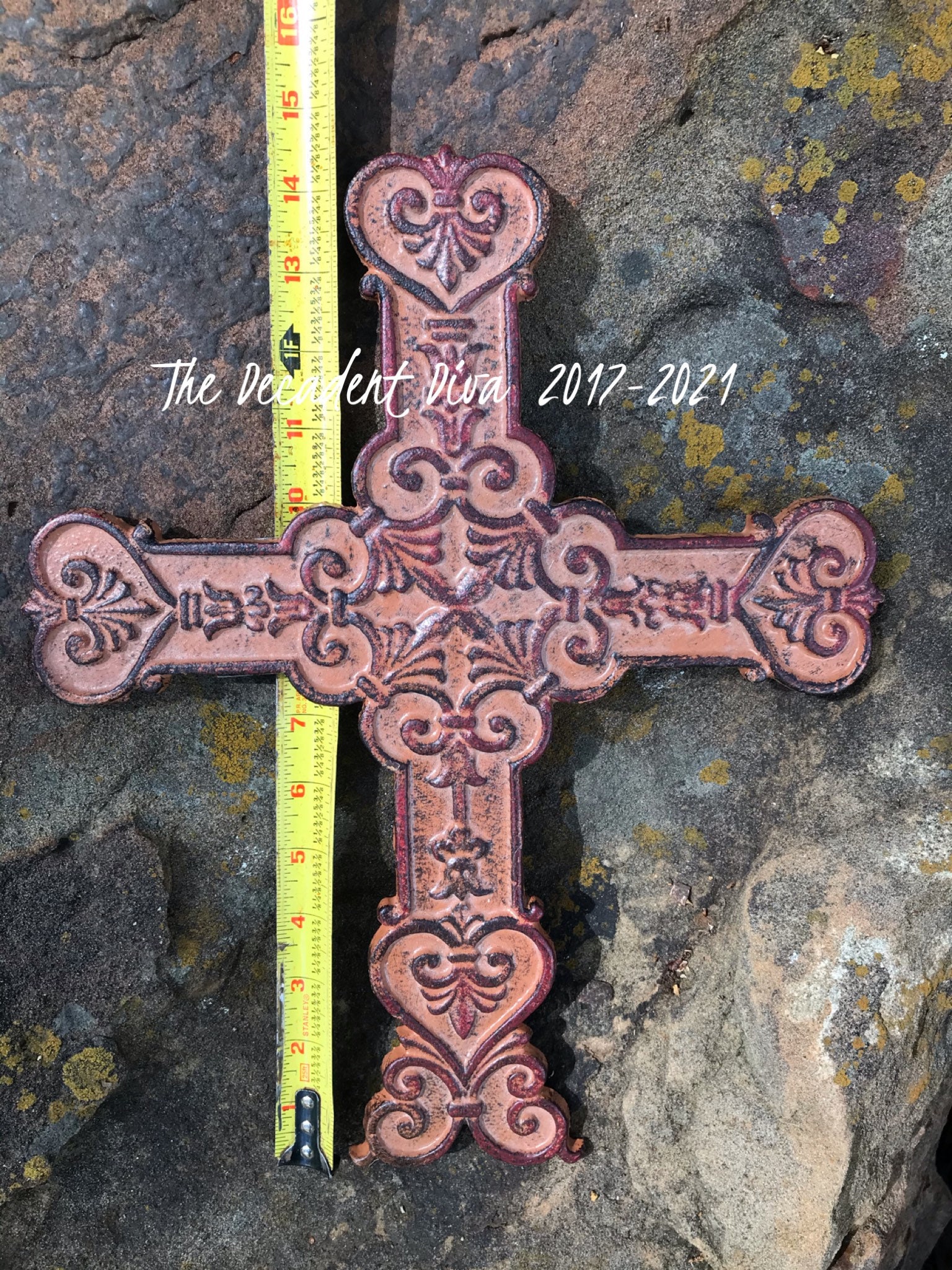 thumbnail image 2 of Cast Iron Hope Faith Love Wall Decor – 3-Piece Set With Heart, Cross, And Fleur De Lis – Turquoise 2 of 6