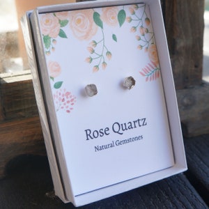 Rose Quartz Earrings Soft Pink Natural Quartz Studs for Her Friendship Gift Idea Rose Quartz Earring Stud Raw Genuine Quartz Jewelry