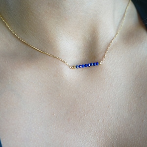 Dainty Gemstone Necklace Delicate Tiny Necklace Gift for Sister Mom Emerald Moonstone Quartz Necklace Natural Gemstones  Tiny Bead Bar
