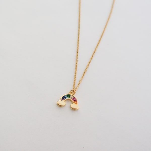 Multicolor Tiny Gold Rainbow Charm Necklace Rainbow Baby Necklace Mother Necklace Gift Sentimental Sister Necklace Baby Shower Gift for Her
