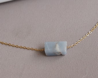 Angelite Necklace Natural Crystal Stone Pendant Sky Blue Stone Handmade Jewelry
