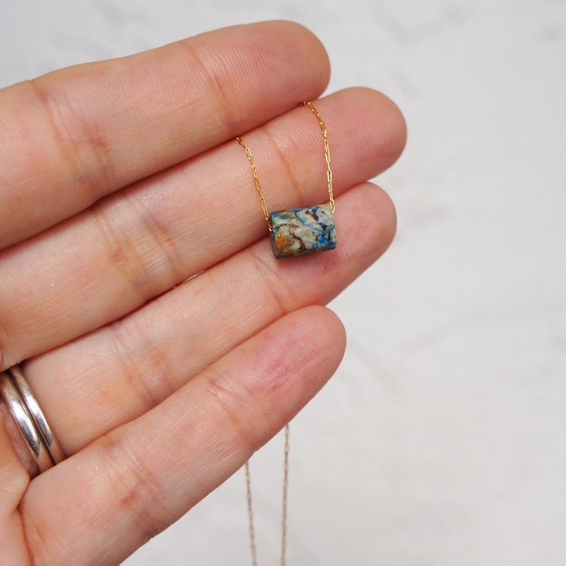 Raw Blue Chrysocolla Necklace Rough Stone Pendant Necklace image 5
