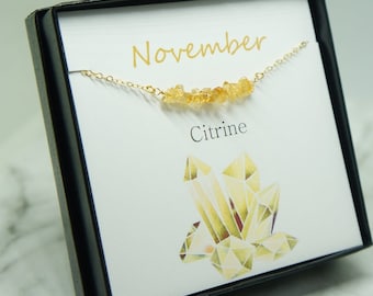 Citrine Necklace November Birthstone Anniversary Wife Gift Christmas Gift Idea Delicate Tiny Necklace Raw Citrine Necklace