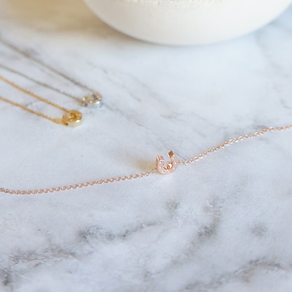 Tiny Horseshoe Necklace Lucky Charm Necklace Cute Dainty Necklace Minimalist Necklace Layered Necklace Bridesmaid Gift Horseshoe Jewelry