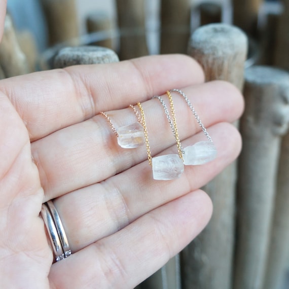 Raw Crystal Necklace Kunzite Necklace Mother Rough Kunzite Natural