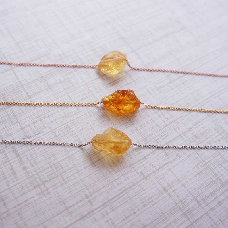 Raw Crystal Necklace Natural Citrine Necklace Rough Stone image 1