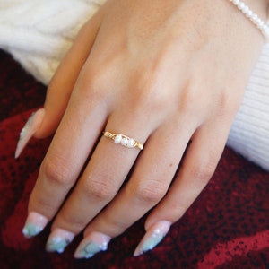 Dainty Freshwater Pearl Ring: 14kt Gold Fill Stacking Ring