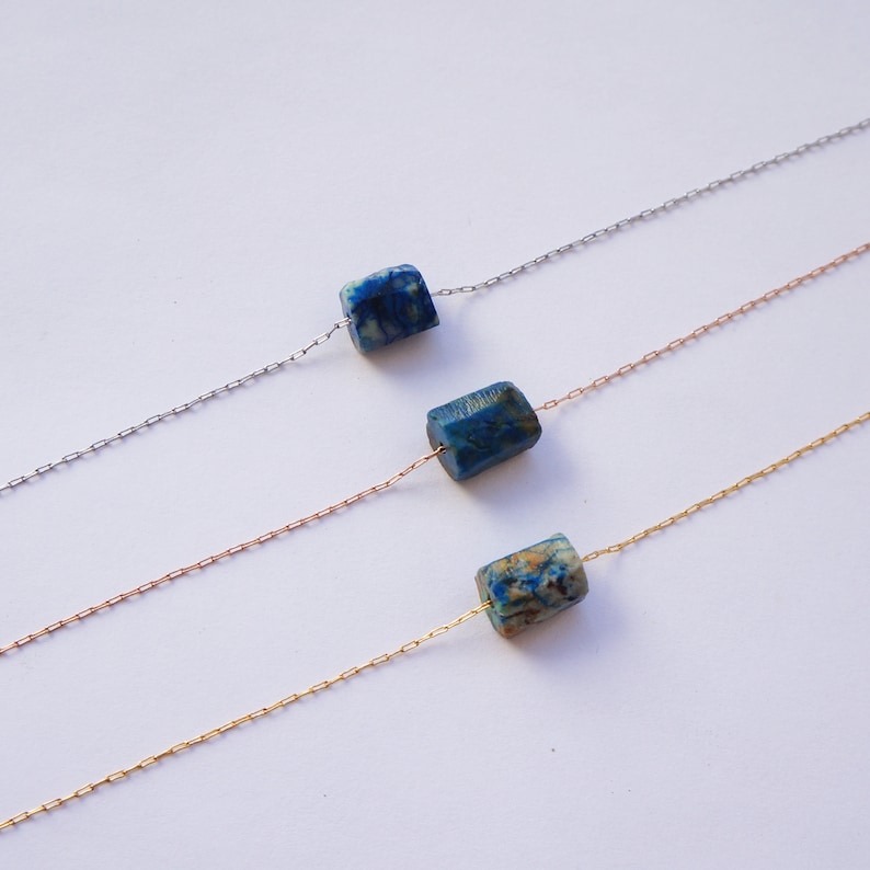 Raw Blue Chrysocolla Necklace Rough Stone Pendant Necklace image 6