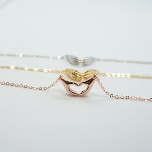 Heart Hands Necklace: Gold, Rose Gold, or Silver Plated