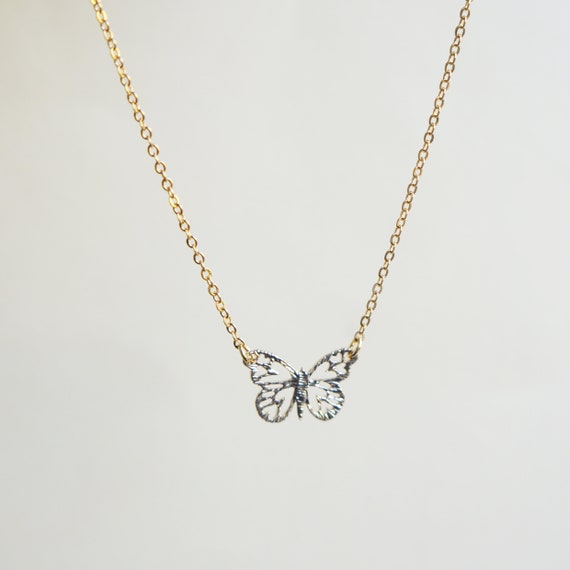 Download Delicate Butterfly Necklace Thin Chain Necklace Dainty Jewelry Etsy