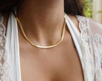 14kt vergulde visgraatchoker: waterdichte ketting met laagjes
