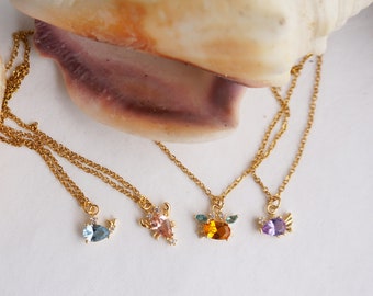 Petit collier en or mignon créatures de la mer cubique zircon colliers à breloques collier délicat adorable collier cadeau pour filles femmes