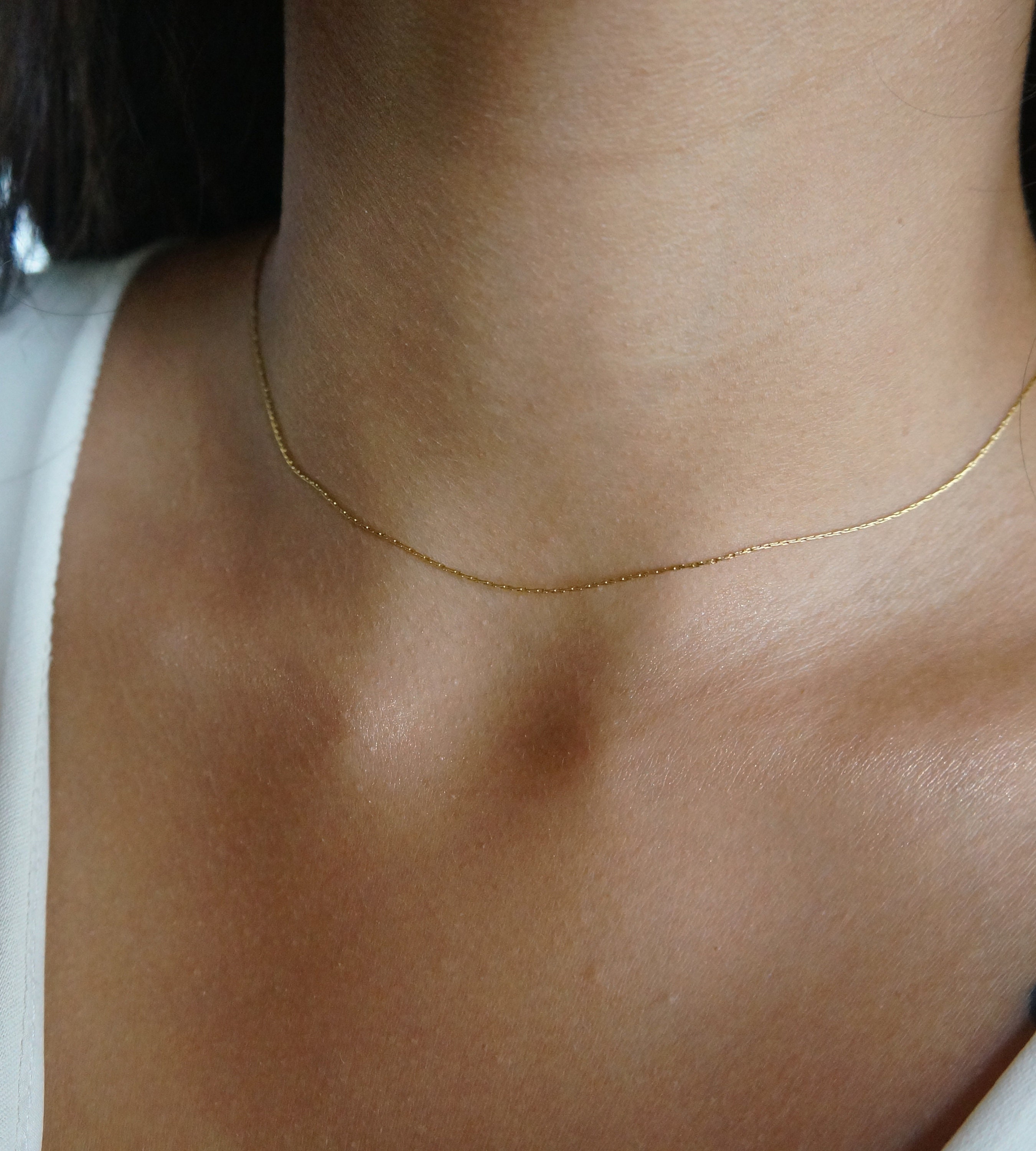 Gold Dainty Snake Chain Thread Chain Choker Ultra Thin Chain Necklace Tiny  Necklace Simple Chain Necklace in Gold