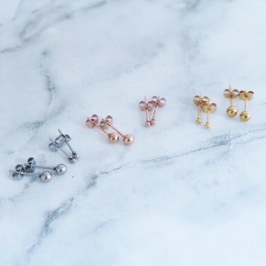 Teeny Tiny Stainless Steel Stud Earrings Tiny Ball Earrings Minimalist SUPER Dainty Cute Ball Dots Post Earrings Non Tarnishing