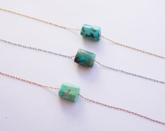 Raw Crystal Necklace Natural Sea Green Turquoise Necklace Rough Stone Layering Necklace Turquoise Stone Pendant Energy Power Necklace Gift