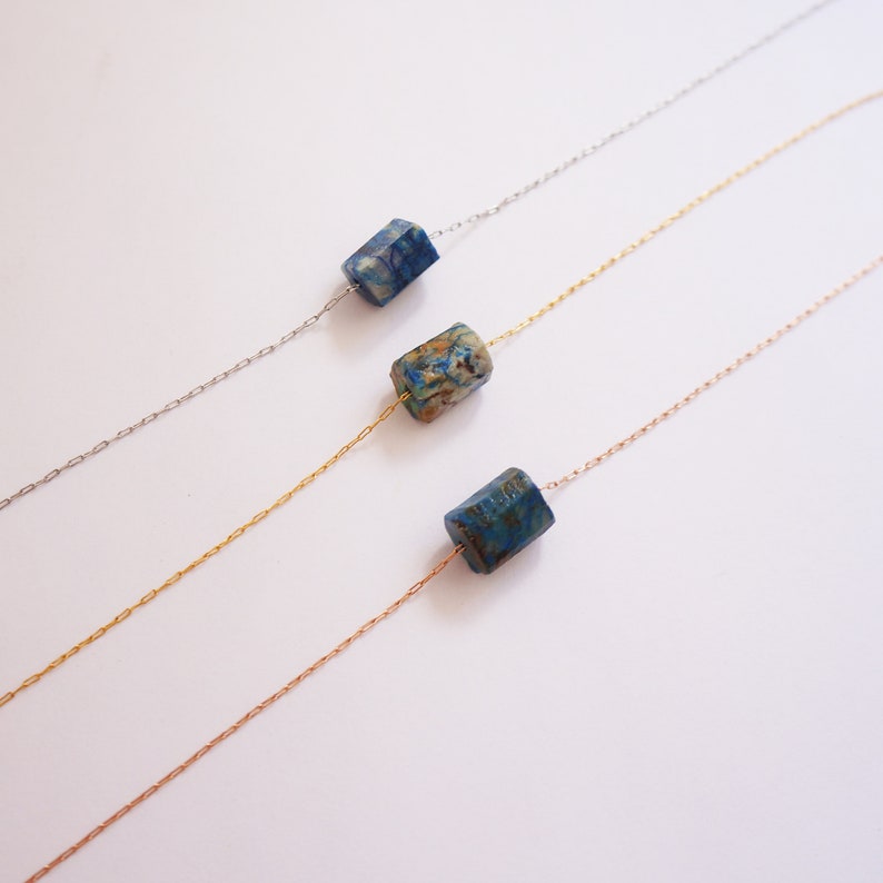 Raw Blue Chrysocolla Necklace Rough Stone Pendant Necklace image 7