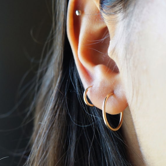 Tiny Hoop Earrings Cartilage Earrings 14kt GOLD FILLED Endless