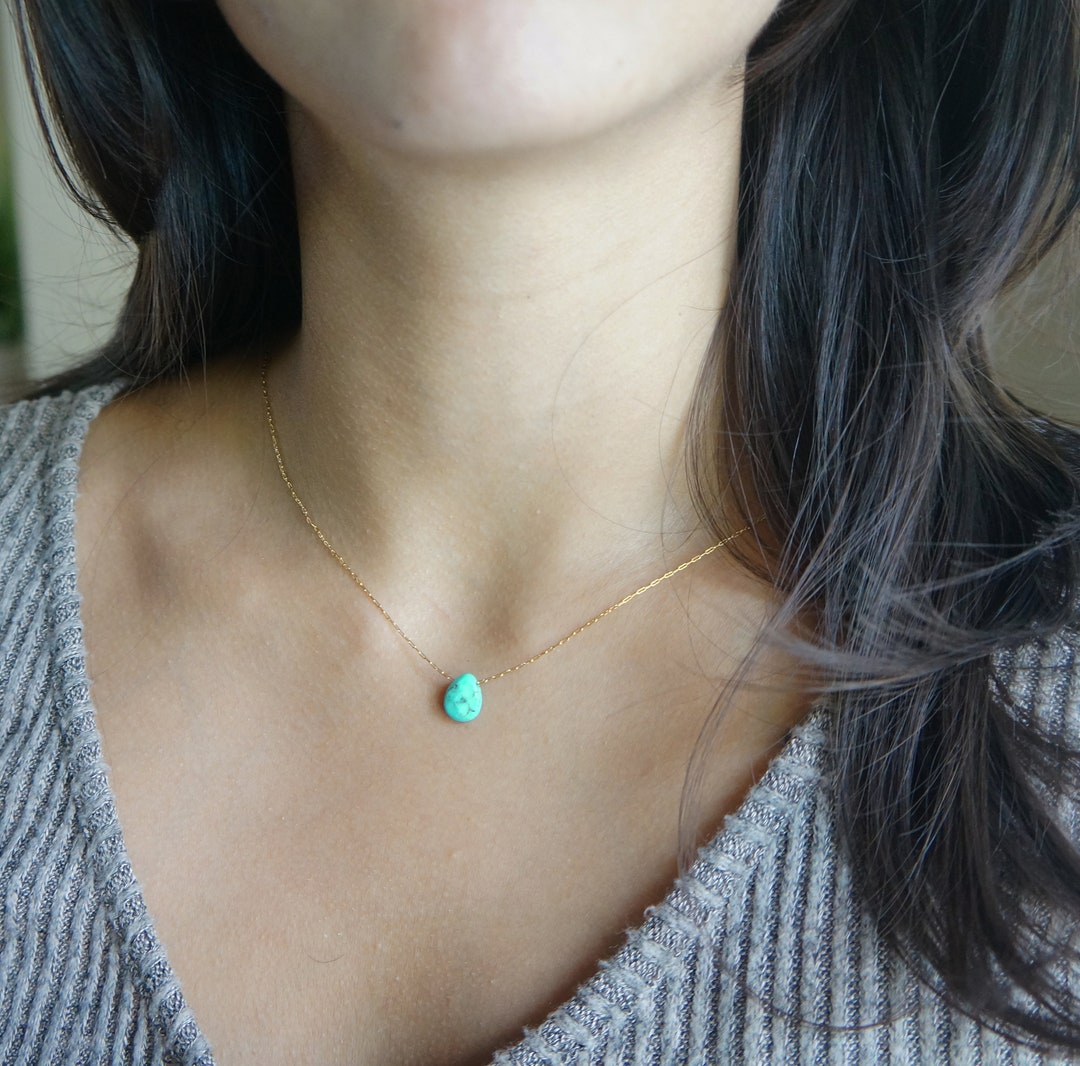 Dainty Turquoise Drop Necklace: Layering Bridesmaid Jewelry