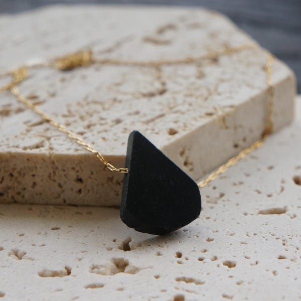 Raw Black Tourmaline Necklace: Natural Crystal Protection Stone