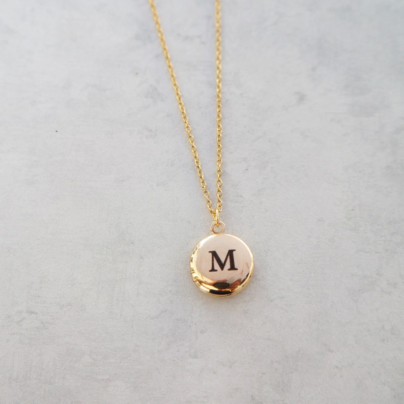 Tiny Gold Locket Necklace Personalized Gift for Mom Mini Etsy