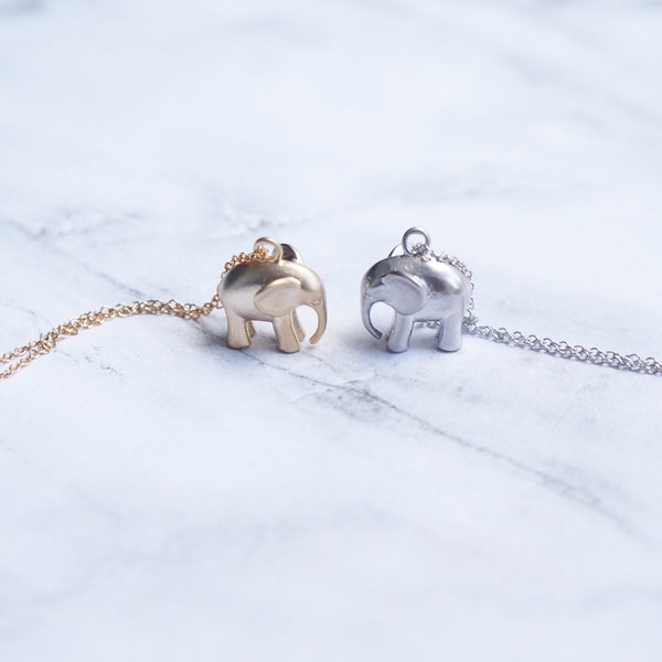 Tiny Elephant Jewelry Gold Silver Charm, Delicate Necklace, Minimalist Pendant, Gift For Animal Lover, Birthday Gift for Her