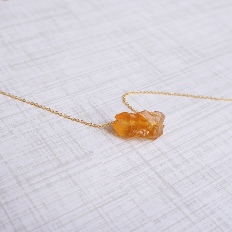 Raw Crystal Necklace Natural Citrine Necklace Rough Stone image 5