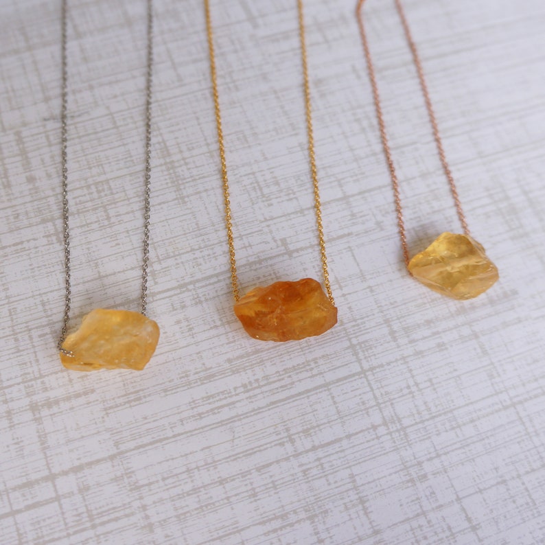 Raw Crystal Necklace Natural Citrine Necklace Rough Stone image 6