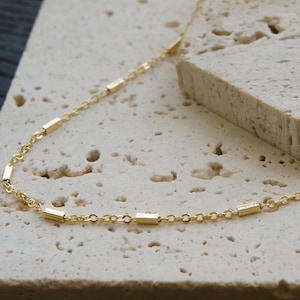 18kt Gold Plated Chain Necklace: Sparkly Boho Layering Jewelry