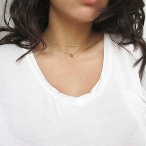 Choker Initial Necklace Coin Necklace Layering Necklace Gift for Her Gold Necklace Best Friend Gift Personalized Necklace