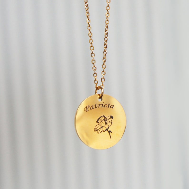 Month Flower Necklace Name Necklace Birth Flower Necklace Etsy