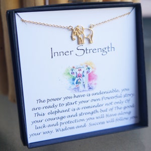 Ensemble de cartes collier éléphant délicat cadeau inspirant pour fille meilleure amie collier porte-bonheur breloque éléphant collier minimaliste cadeau mignon
