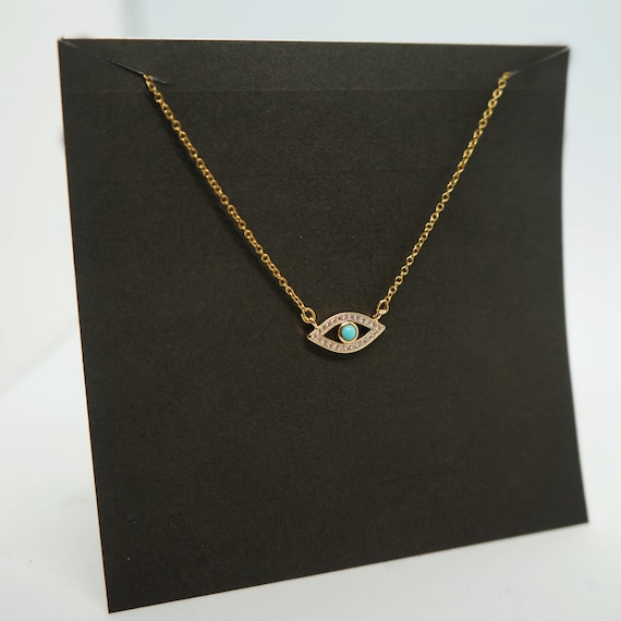 Dainty Turquoise Evil Eye Necklace: Gold Protection Jewelry