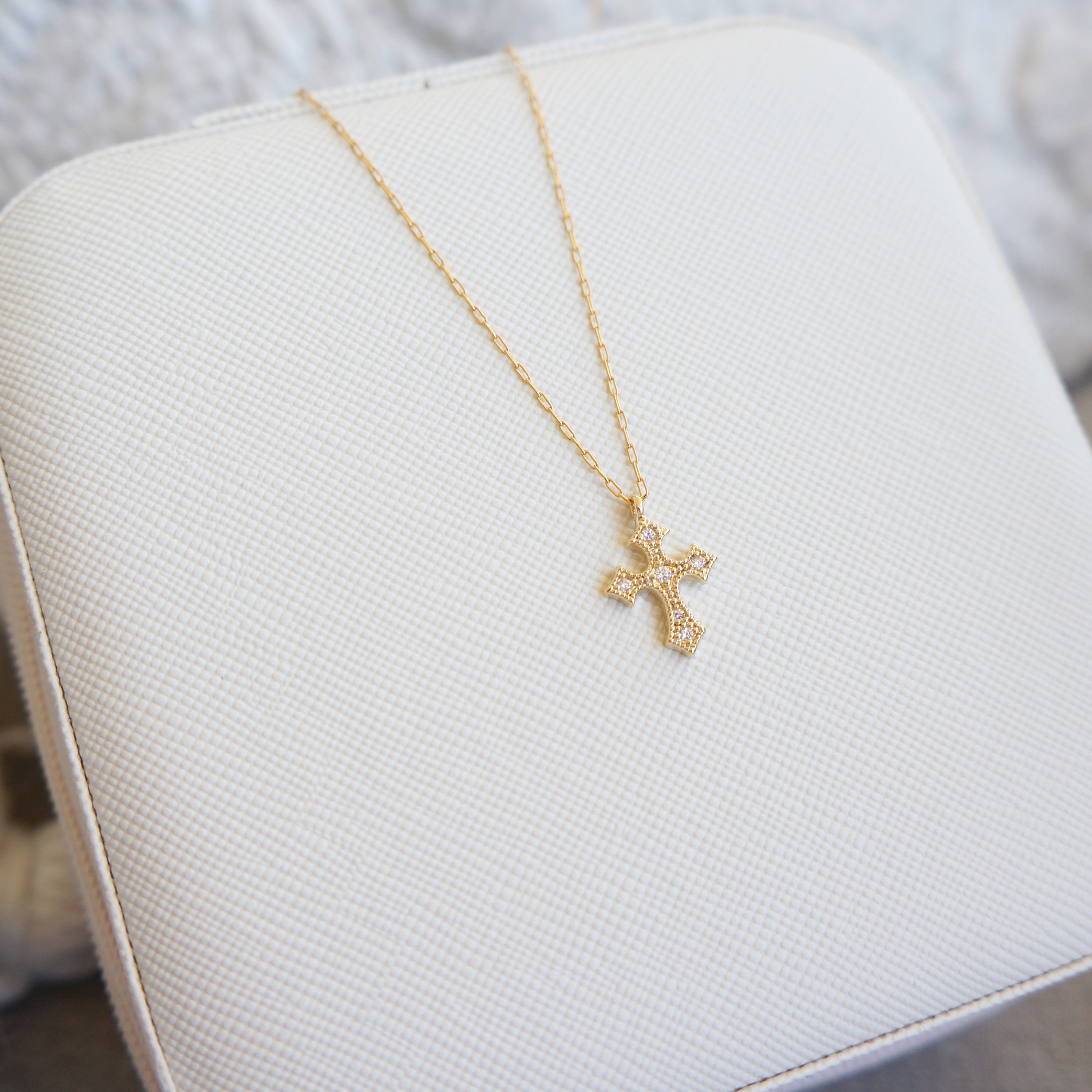Tiny Gold Cross Necklace Choker Cross Necklace Delicate Gold Etsy