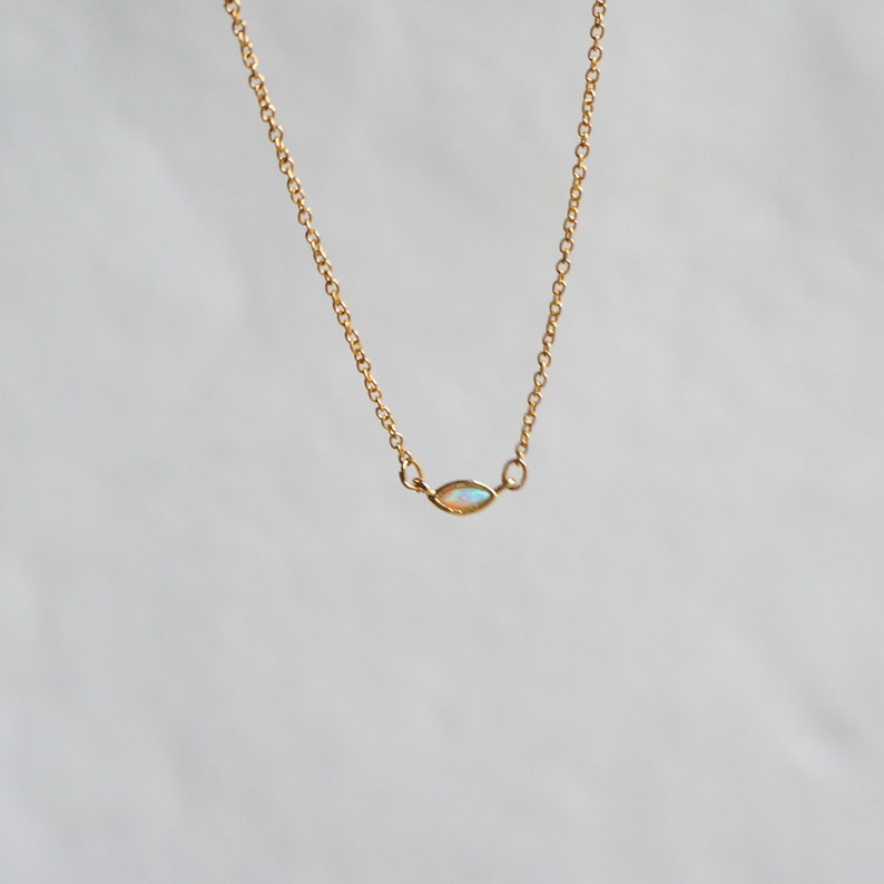 Tiny Opal Necklace Charm Necklace Minimalist Necklace Layering Necklace Gift Simple Dainty Gold Necklace for Women Tiny Necklace Choker image 7