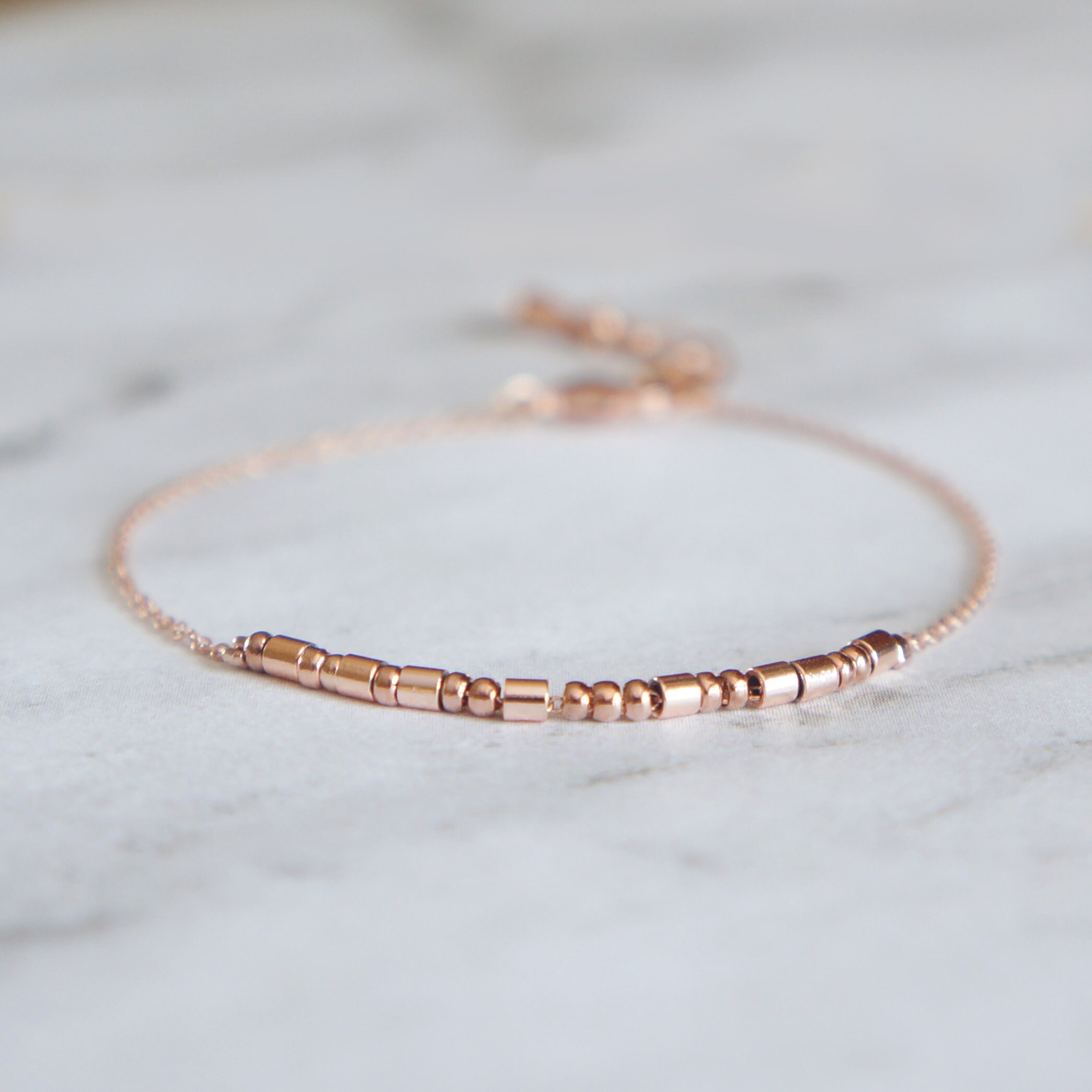 Delicate Morse Code Beaded Bracelet Secret Word Gift for Her Hidden M…