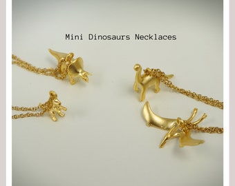 Mini Dinosaurs Necklace Triceratops Brachiosaurus Necklace Cute Tiny Necklace Gift for Girls Women Dinosaur Jewelry Birthday Gift