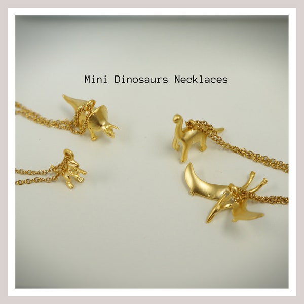 Mini Dinosaurs Necklace Triceratops Brachiosaurus Necklace Cute Tiny Necklace Gift for Girls Women Dinosaur Jewelry Birthday Gift