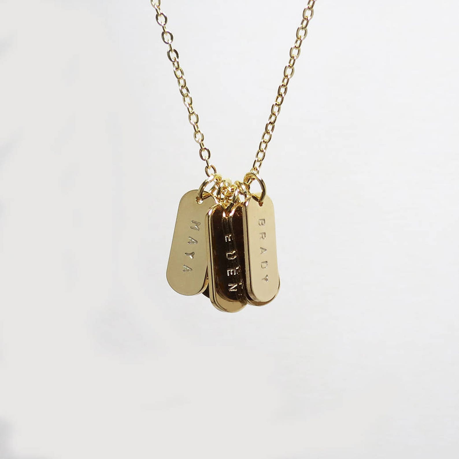 Dog Tag Necklace Gold Bar Necklace Custom Necklace Stamped Etsy