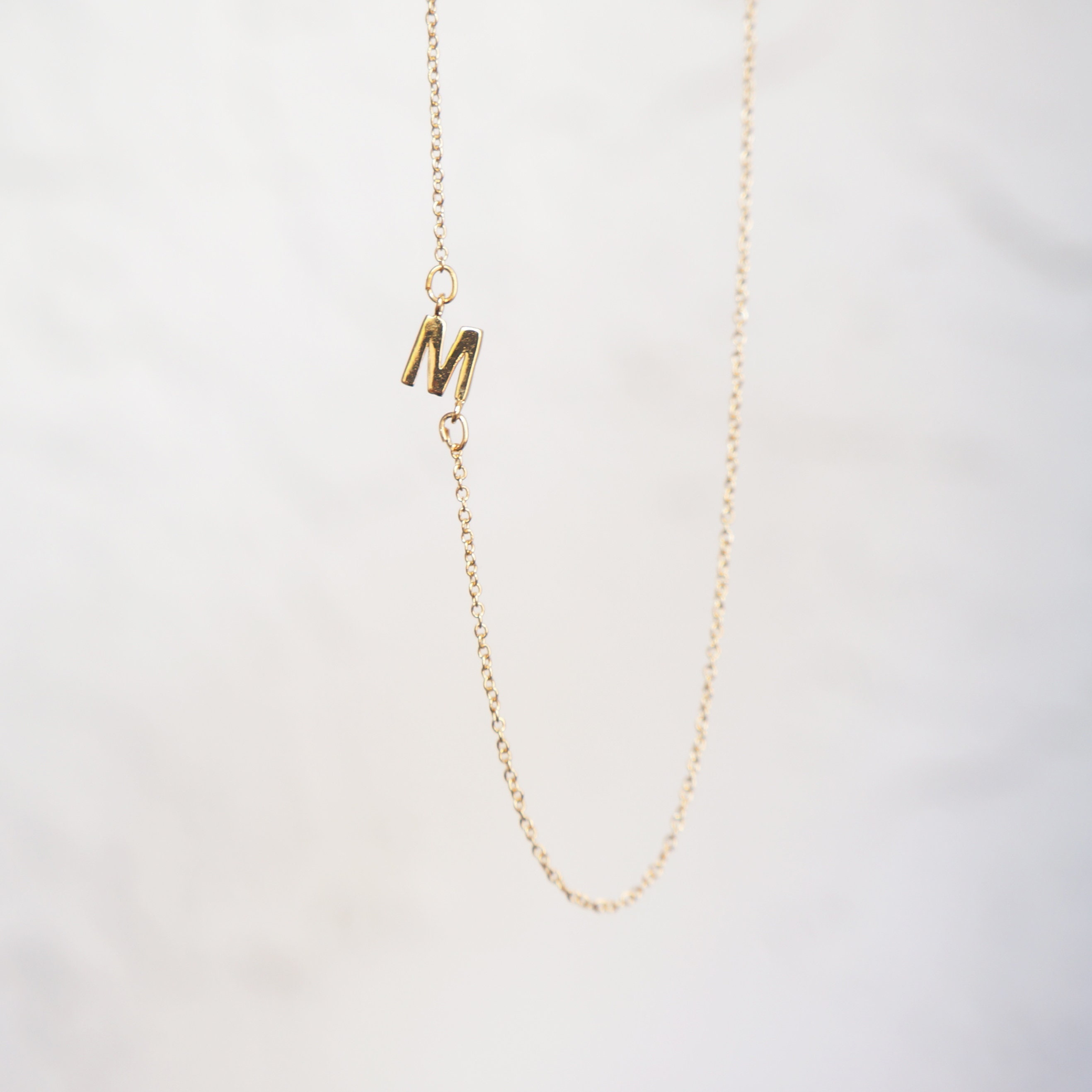 Asymmetrical mini letter necklace sale