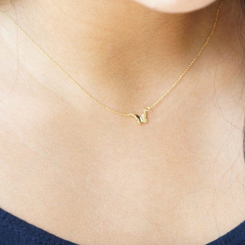 Tiny Gold Butterfly Necklace Gift for Her Bridesmaid Gift Flower Girl Dainty Minimal Necklace Gold Wings Cute Butterfly Gift Idea 