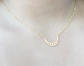 Gold Moon Phases Necklace Birthday Gift Crescent Moon Necklace Celestial Moon Pendant Necklace Gift for Mom Astrology Necklace