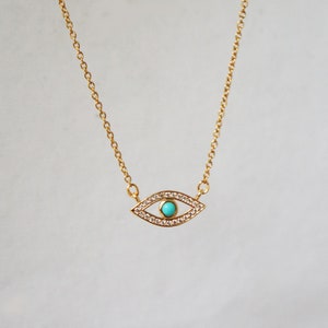 Dainty Evil Eye Necklace Turquoise Evil Eye Protection Necklace Delicate Necklace Gold Evil Eye Necklace