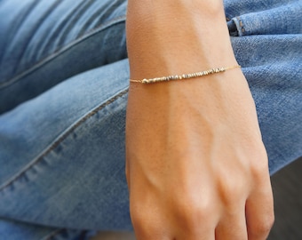 Pulsera minimalista de cuentas de pirita: cadena bañada en oro, sanación espiritual