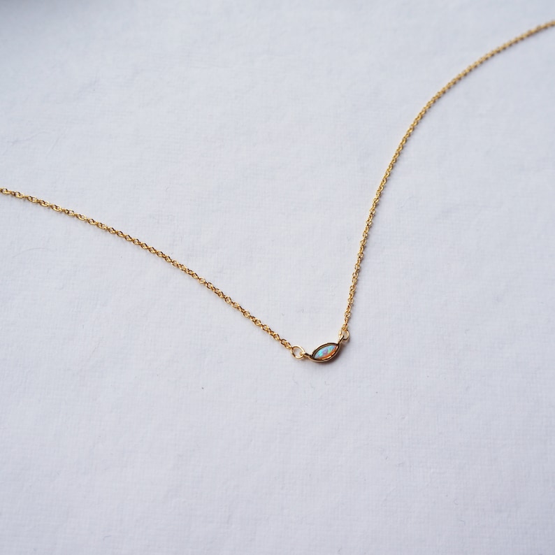 Tiny Opal Necklace Charm Necklace Minimalist Necklace Layering Necklace Gift Simple Dainty Gold Necklace for Women Tiny Necklace Choker image 5